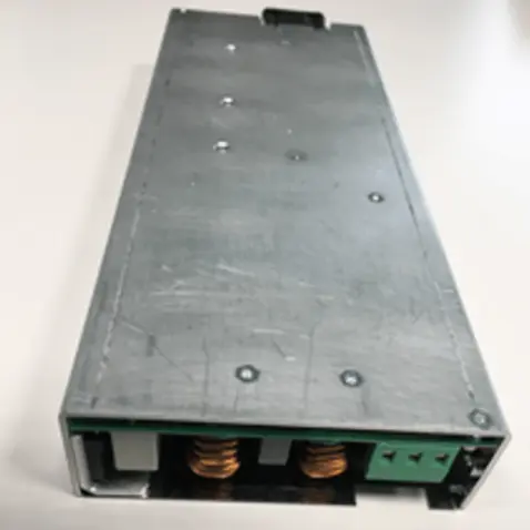 Custom power supply unit with aluminum case for industrial use.