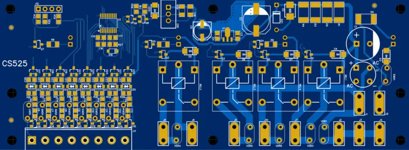 Technical layout of a custom printed circuit board during CAD design phase